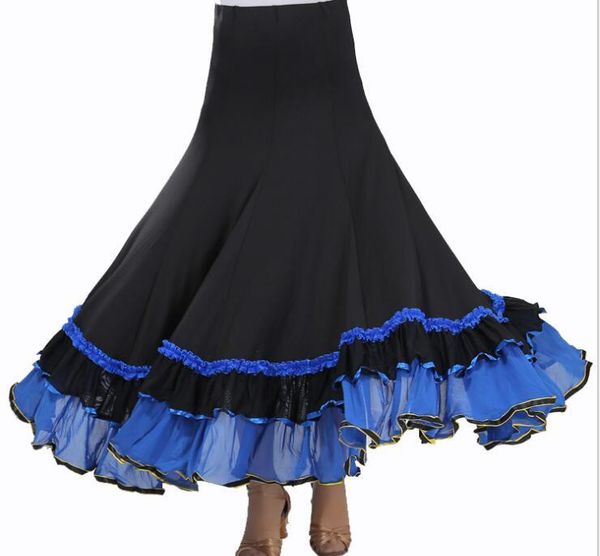 

skirts women patchwork sequins embroidered modern dance skirt ballroom half-length pendulum practice show performance, Black