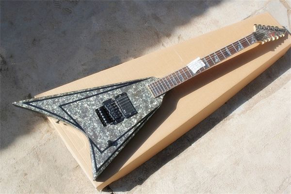 

flyoung alexi special-shaped v-shaped double shake electric guitar blue black pearl guard veneer piano head serrated