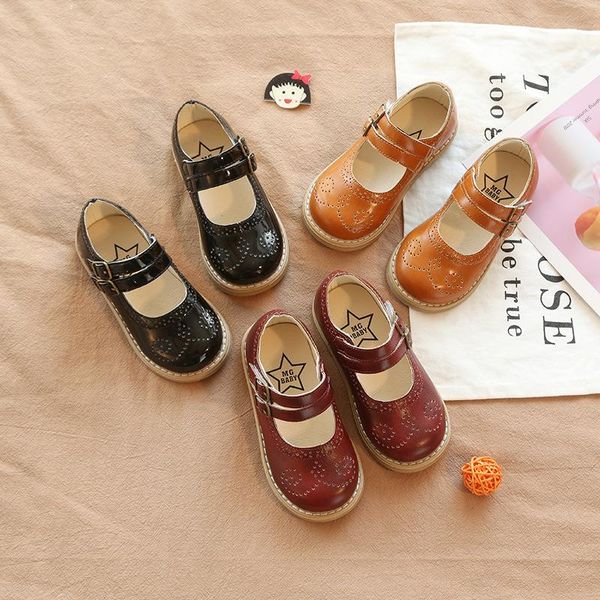 

sneakers infant baby girl shoes fashion solid student single for kids leather dance princess casual children's flats, Black;red