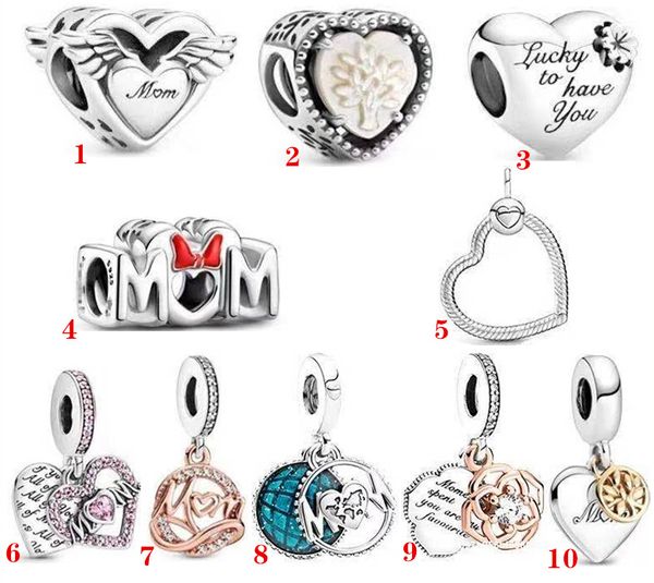 Genuine 925 Sterling Silver Fit Pandora Bracciale Charms Angelo Nuovo Charm Charms Perline Love Heart Blue Crysta Charm Per Charms perline fai da te