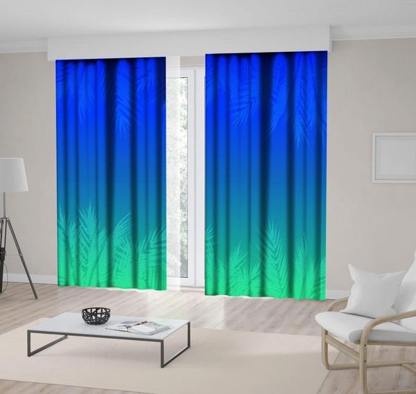 

curtain & drapes tropical sunset colorful palm tree leaves summer beach holidays exotic floral artwork blue green