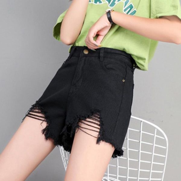 

women's jeans women summer korean blue denim shorts thin loose legs destroyed pants trend