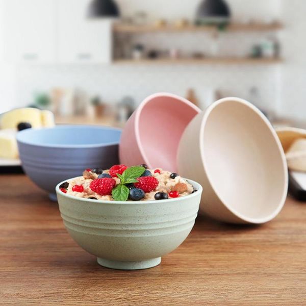 

bowls 4pcs/set unbreakable wheat straw bowl salad noodle soybean dish sauce salt snack small plate kitchen supplies