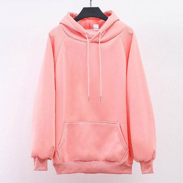 

women's hoodies & sweatshirts 2021 fashion large size women long sleeve plus velvet thick solid color pullovers loose hooded winter, Black