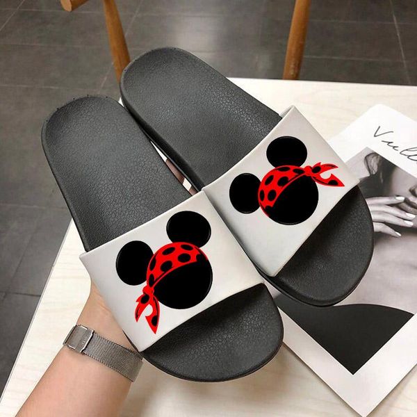 

slippers summer women non-slip wear beach sandals fashion open toe slides cartoon indoor, Black