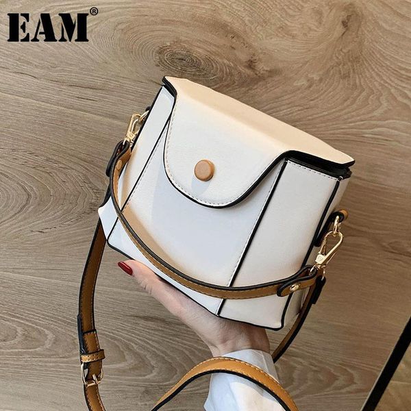 

[eam] women early spring new small handbag bucket pu leather flap personality all-match crossbody bag fashion tide 2021 18a2008
