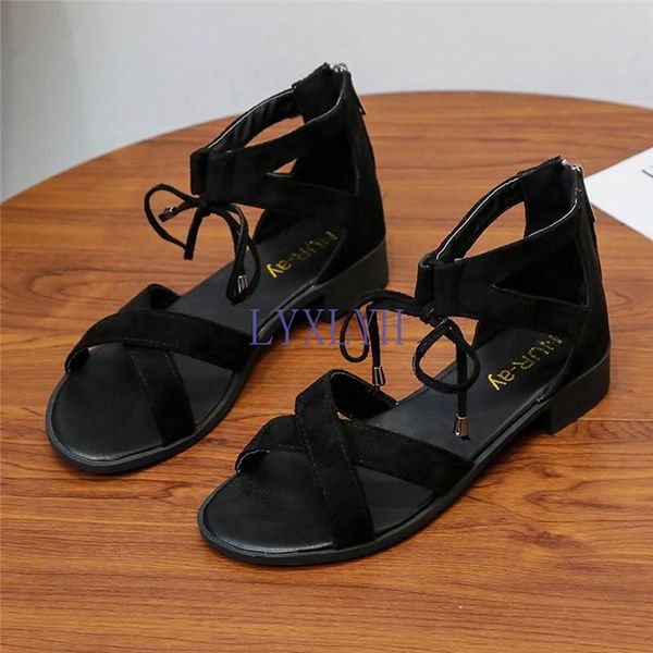 

sandals 2021 women's simple woman wedge high heel zipper women summer gladiator ladies low heels shoes, Black