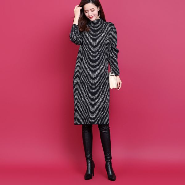 

dressed striped nightgown, ladies'bottoms knitted and crocheted, vintage woman, in long sleeves, as a a934, Black;gray
