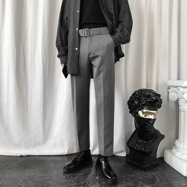 

2021 new spring summer suit men's slim fashion solid color business casual straight men pants mens s-2xl 4w4c, Black