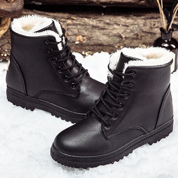 

boots black women winter shoes women's boot 2021 classic style ankle for woman snow booties warm plus size 35-44