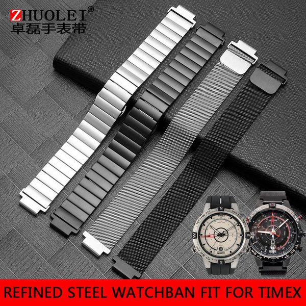 

watch bands design center steel belt fit for timex t2n720 t2n721 t2n739 t49859 convex chain men's, Black;brown