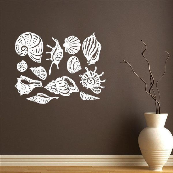 

wall stickers seashells sticker ocean style bathroom decal waterproof home decor shell starfish sea animal decals dw6475