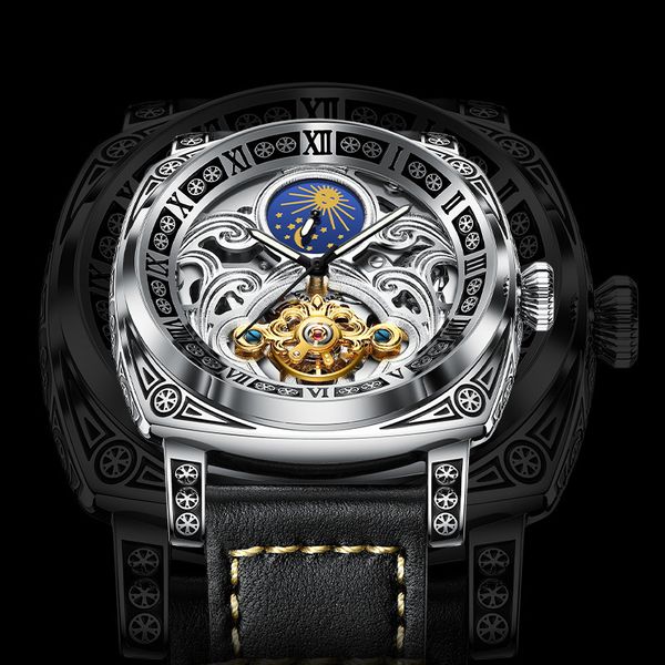 

gentlemen watches, movement automatic mechanical watertight watches men, luxury mark men mechanical new 2021, Slivery;brown