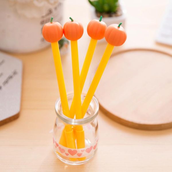 

gel pens 4pcs cute kawaii yellow pumpkin pen novelty vegetable creative blue ink school office supply stationery halloween gift thing