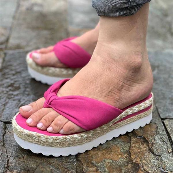 

slippers women's 2021 style wedge platform sandals ladies casual clip toe flip flop shoes female comfortable one word flops, Black