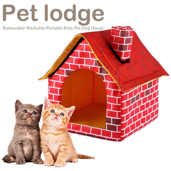 

kennels & pens portable brick pet dog house warm and cozy cat bed kennel for pets puppy home animals removable travel sofa