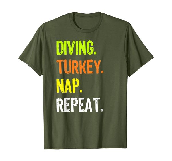 

funny thanksgiving design - diving turkey nap repeat t-shirt, White;black