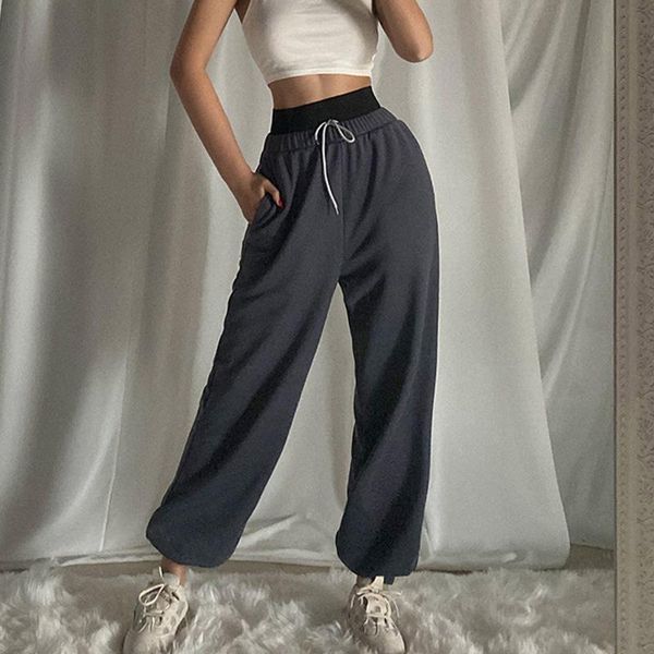 

women's pants & capris solid color high waist pant women 2021 summer casual loose trousers street dance joggers, Black;white