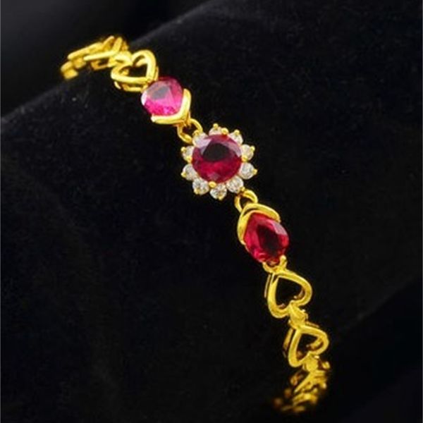 

noble yellow gold filled with pink diamond women's bracelet (pfmcgy88, Black