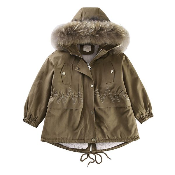 

girl winter cloth plus velvet thickening cotton clothing long jacket 2020 new chinese children girl sending cotton coat, Camo