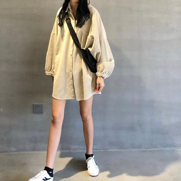 

women's blouses & shirts spring vintage corduroy female oversize womens shirt long sleeve girls blouse autumn plus size women femme blu, White