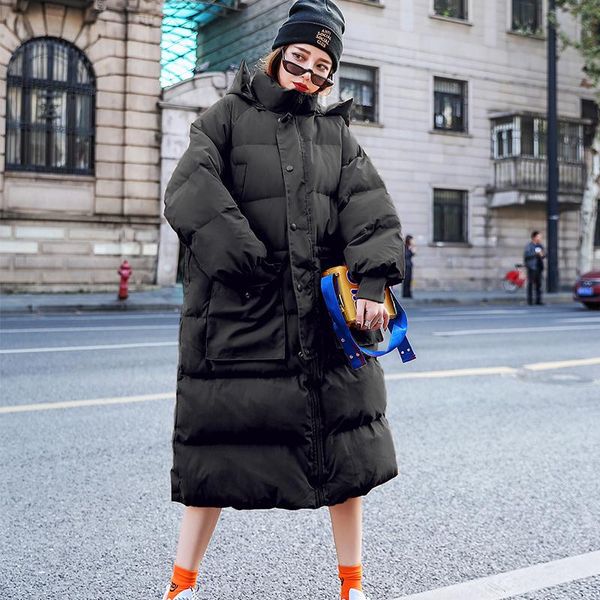 

women's trench coats long down jackets women winter cotton parka womens casual loose coat female hooded cotton-padded overcoat, Tan;black