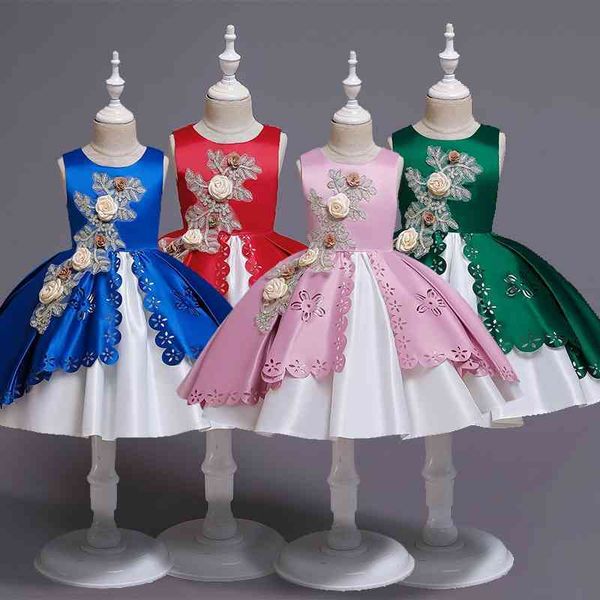 

children's clothing girl's red fluffy skirt children's performance evening dress princess dress, Red;yellow