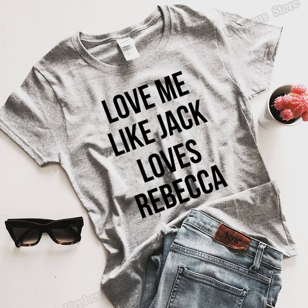 Bu ABD Gömlek Beni Seviyor Jack Loves Rebecca Yaz Kısa Harajuku Gömlek Üst Tees 210302