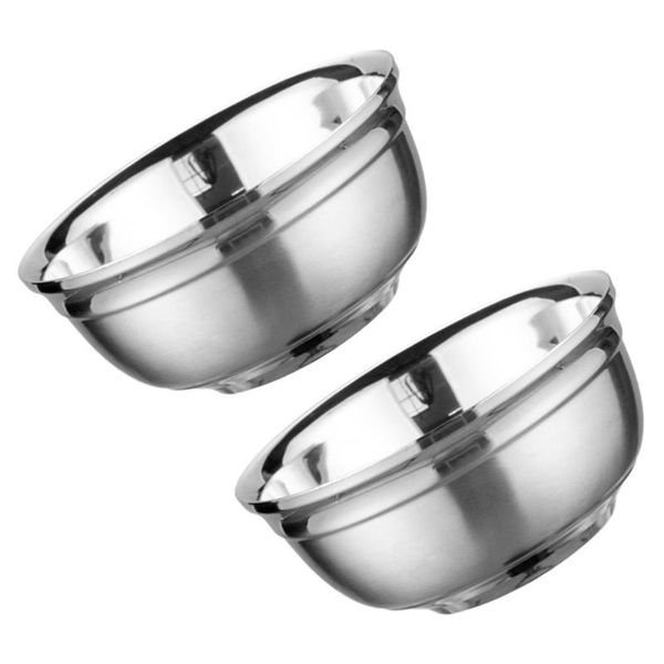 

bowls 2 pcs stainless steel noodle small soup double-layer insulated rice