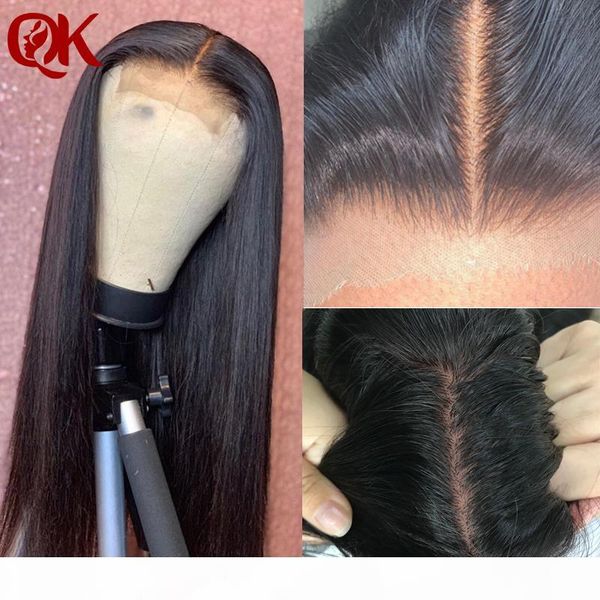 

queenking hair lace front wig silk base 180% natural color lace front wigs middle part preplucked brazilian human remy hair, Black;brown