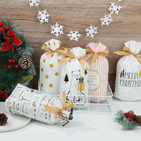 

gift wrap cookies sweets biscuit elk santa image with ribbon seal wrapping bags gifts packing xmas supplies christmas bag