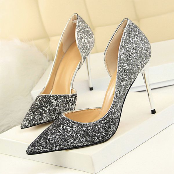 

bigtree shoes new pumps high heels gold kitten sliver wedding ladies white women stiletto c0202, Black