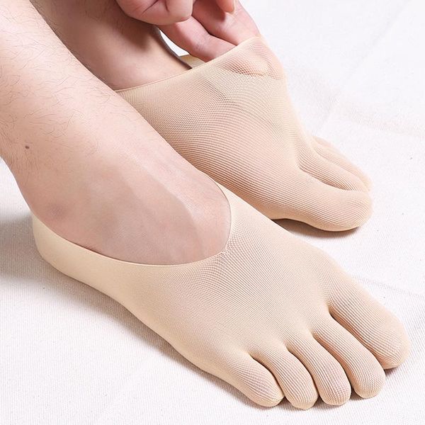 

men's socks summer anti-friction five-finger men women ultrathin sock funny toe invisible sokken with silicone anti-skid breathable, Black