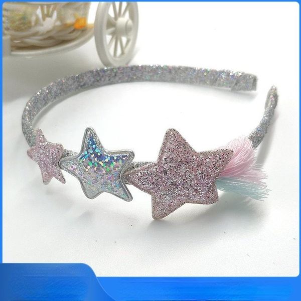 

hair accessories 10pcs sequin star band color headband headdress girl christmas gift birthday role play cosplay party decoration, Slivery;white