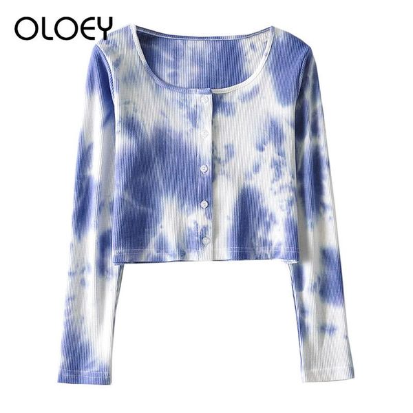 

women's knits & tees tie dye print clothes for women 2021 vintage sweater fashion long sleeve knitted skinny spring coat woman sweater, White