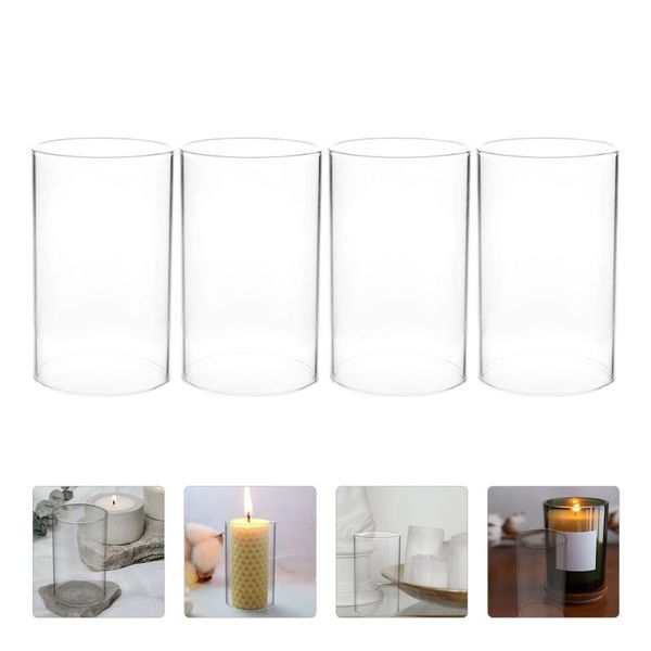 

lamp covers & shades 4pcs simple transparent glass candle cylinder windproof