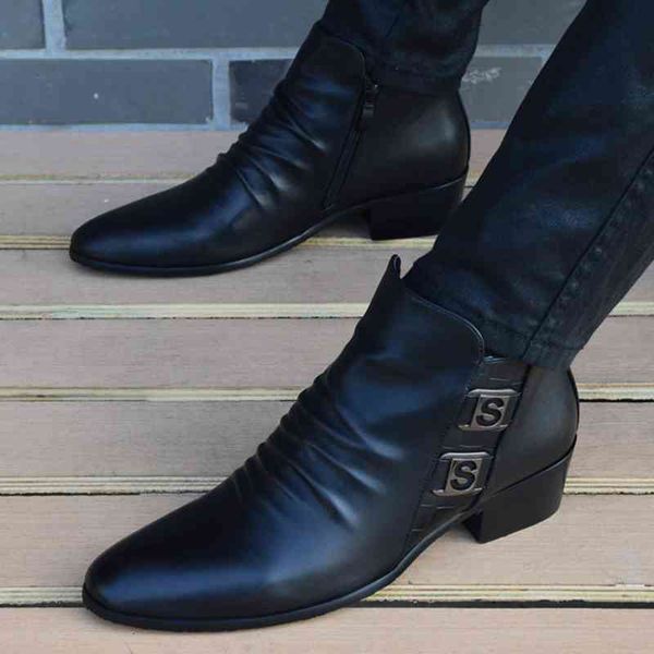 

boots ankle round toe zip men chelsea med sewing solid vintage motorcycle spring autmn british style shoes 9hsk, Black