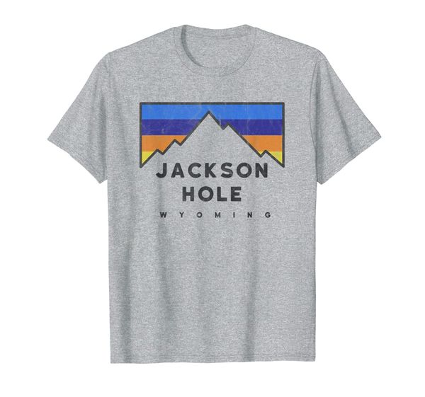 

jackson hole wyoming retro mountain colors t-shirt, White;black