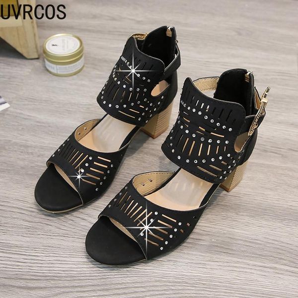 

2021 women's sandals retro hollow summer non-slip buckle ladies shoes fish mouth open toe casual fashion women's shoes, Black