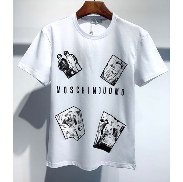 

luxury summer fashion men's t-shirt p album pattern short sleeve cotton wholesale m-3xl, White;black