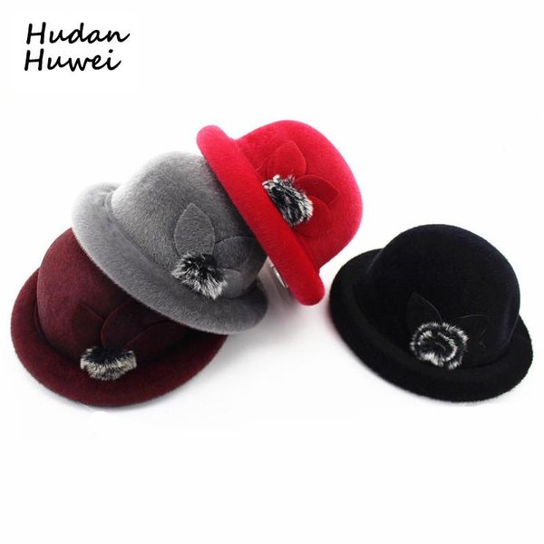 

stingy brim hats winter spring fedoras hat for women european us hair lady mother warm soft bucket formal gh-343, Blue;gray