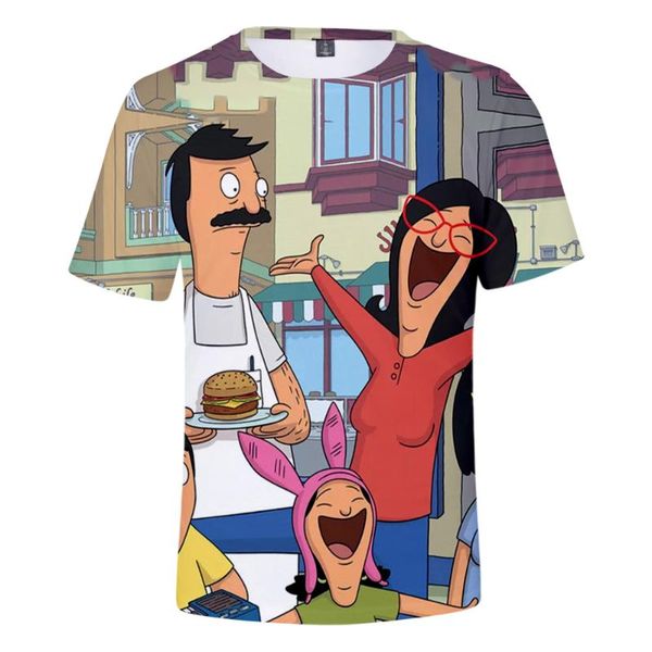 

women's t-shirt 2021 bob's burgers: the movie cartoon 3d print men/women casual short sleeve t shirt clothes, White