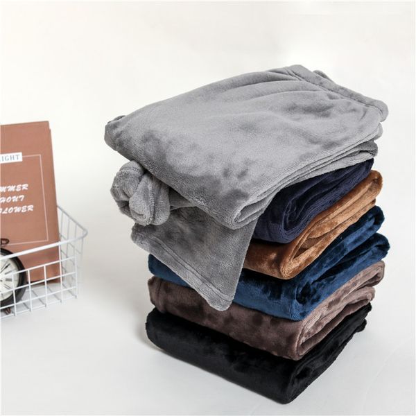 

2021 new winter men's flannel sleep bottoms thicken warm sweatpants comfort man's pajama pants couple's cocoa pezt, Black
