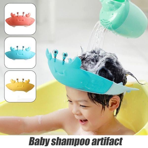 

shower caps baby cap cute cartoon crab shape bathing protection hat adjustable waterproof kids children