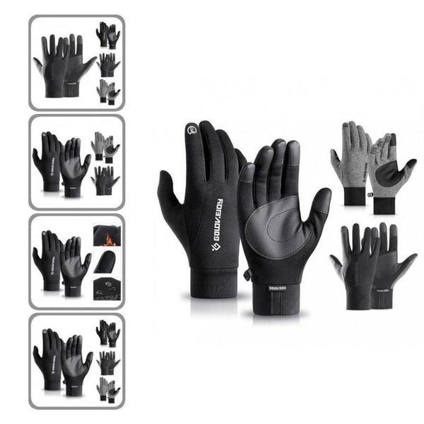 

cycling gloves thicken glove portable practical splash-proof convenient touch screen men ski winter mittens, Black
