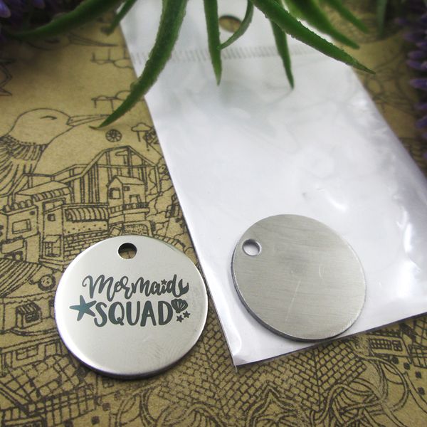 

40pcs--stainless steel charms"mermaid squad" more style choosing diy pendants fo necklace, Bronze;silver