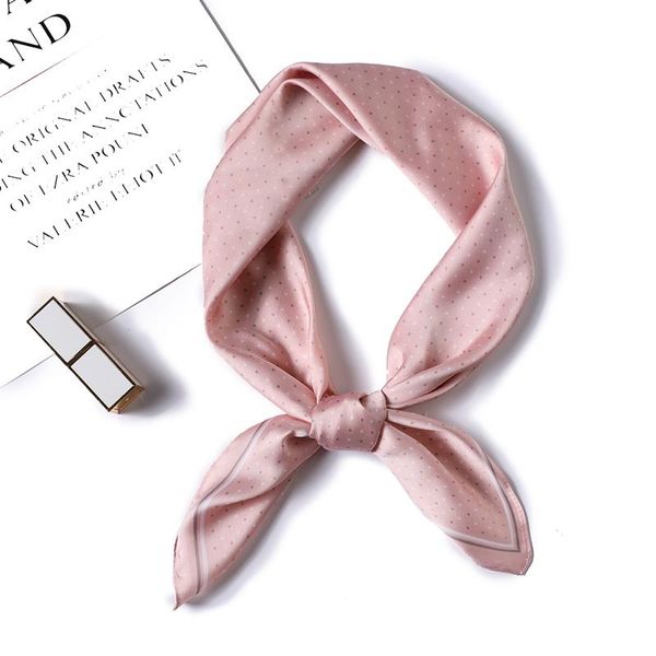 

scarves silk neck scarf for lady fashion print dot elegant women hand kerchief headband femme hair band small shawl 2021, Blue;gray