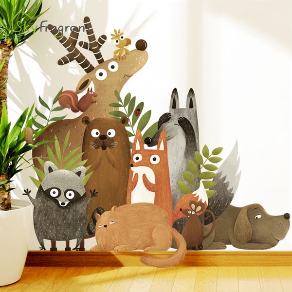 Creativo cartone animato divertimento wall sticker per bambini decorazione della stanza decorazione della decorazione domestica adesivi casa decorazione della casa autoadesiva decorazioni da parete 210308