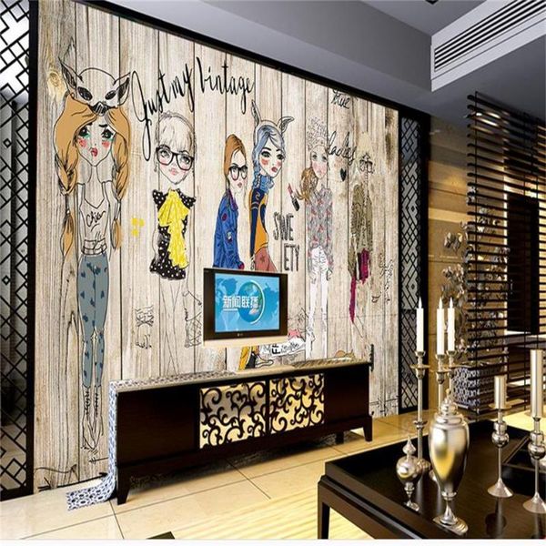 

wallpapers custom 3d po wallpaper living room bed mural vintage wood shopping beauty picture sofa backdrop for wall