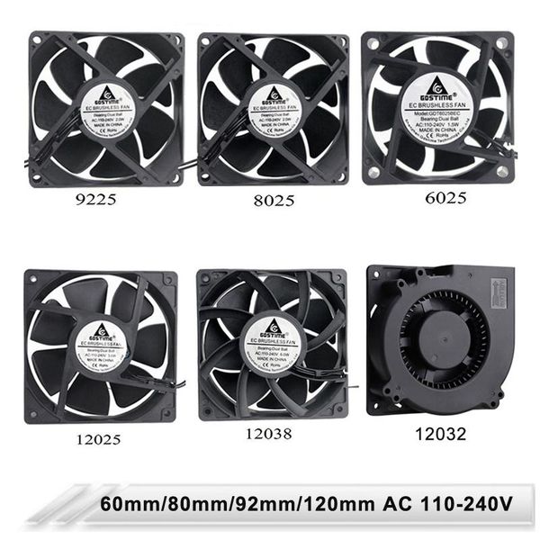 

1pcs gdstime ac 110v 120v 220v 230v 240v dual ball axial fan 60mm 80mm 90mm 120mm ec brushless computer case cooler cooling fan